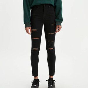 Levi's Mile High Super Skinny Ripped Black Jeans Size 28